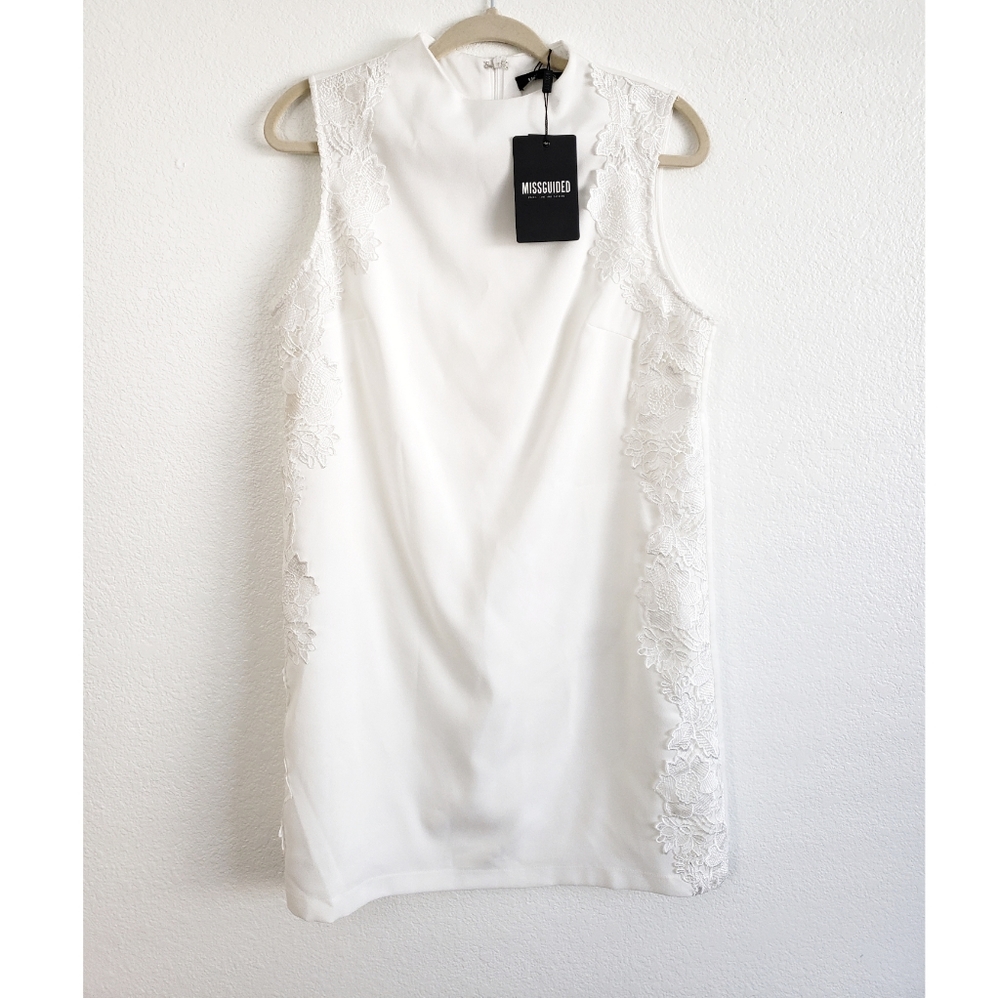 NWT Missguided White Lace Shift Dress Midi Size 12